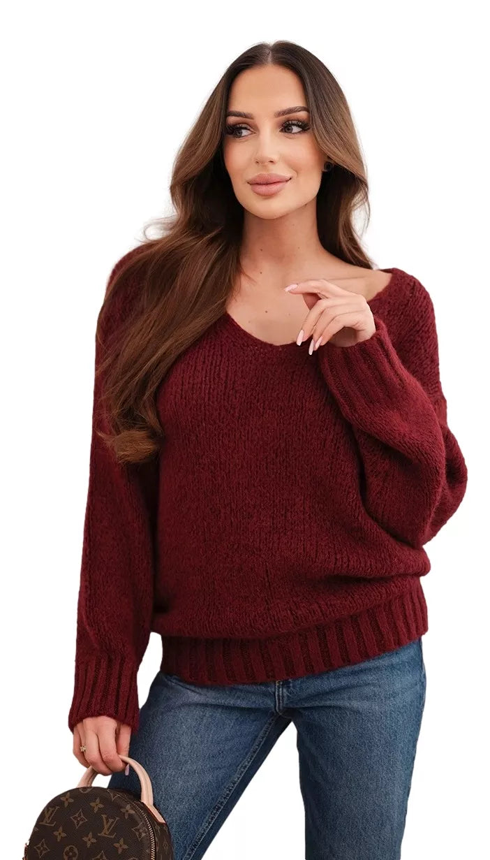Moteriškas bordo spalvos megztinis Elin