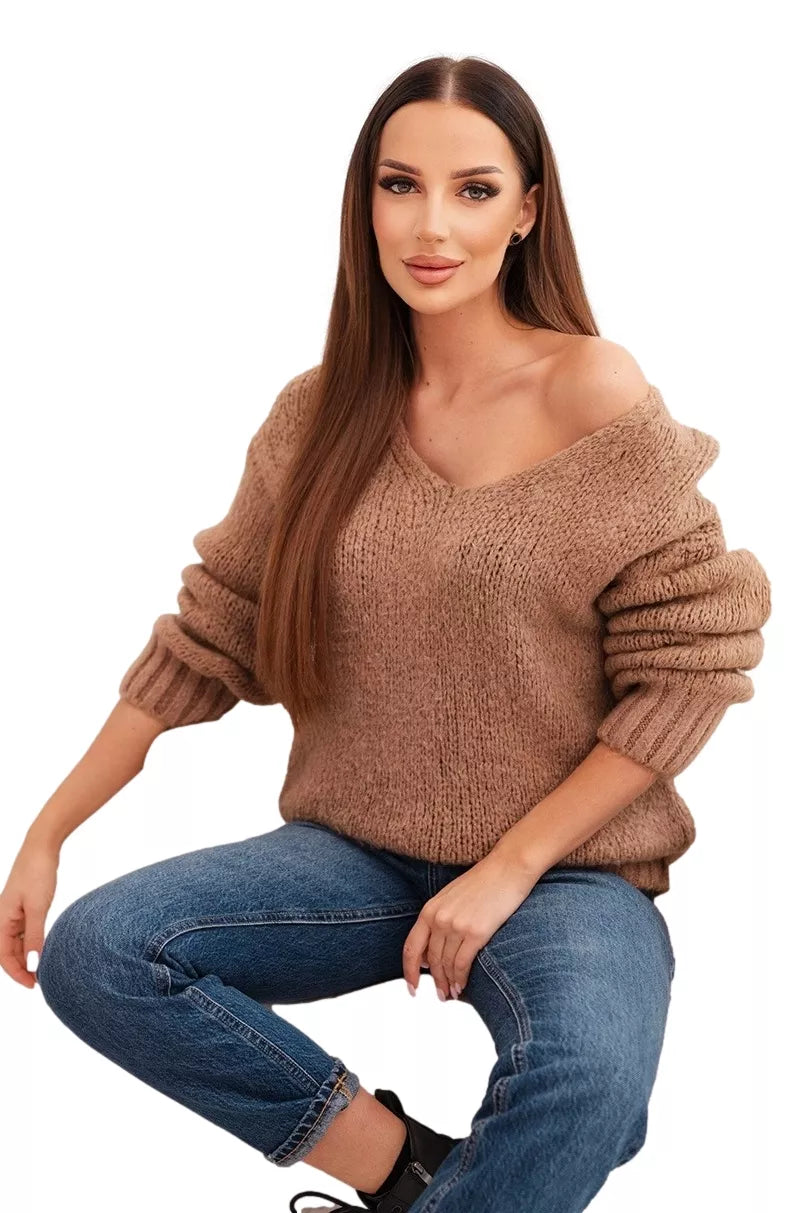 Moteriškas rudos spalvos megztinis Elin