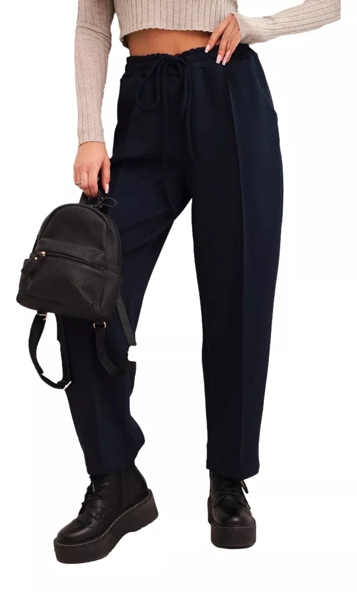 Moteriškos tamsiai mėlynos spalvos kelnės Ador