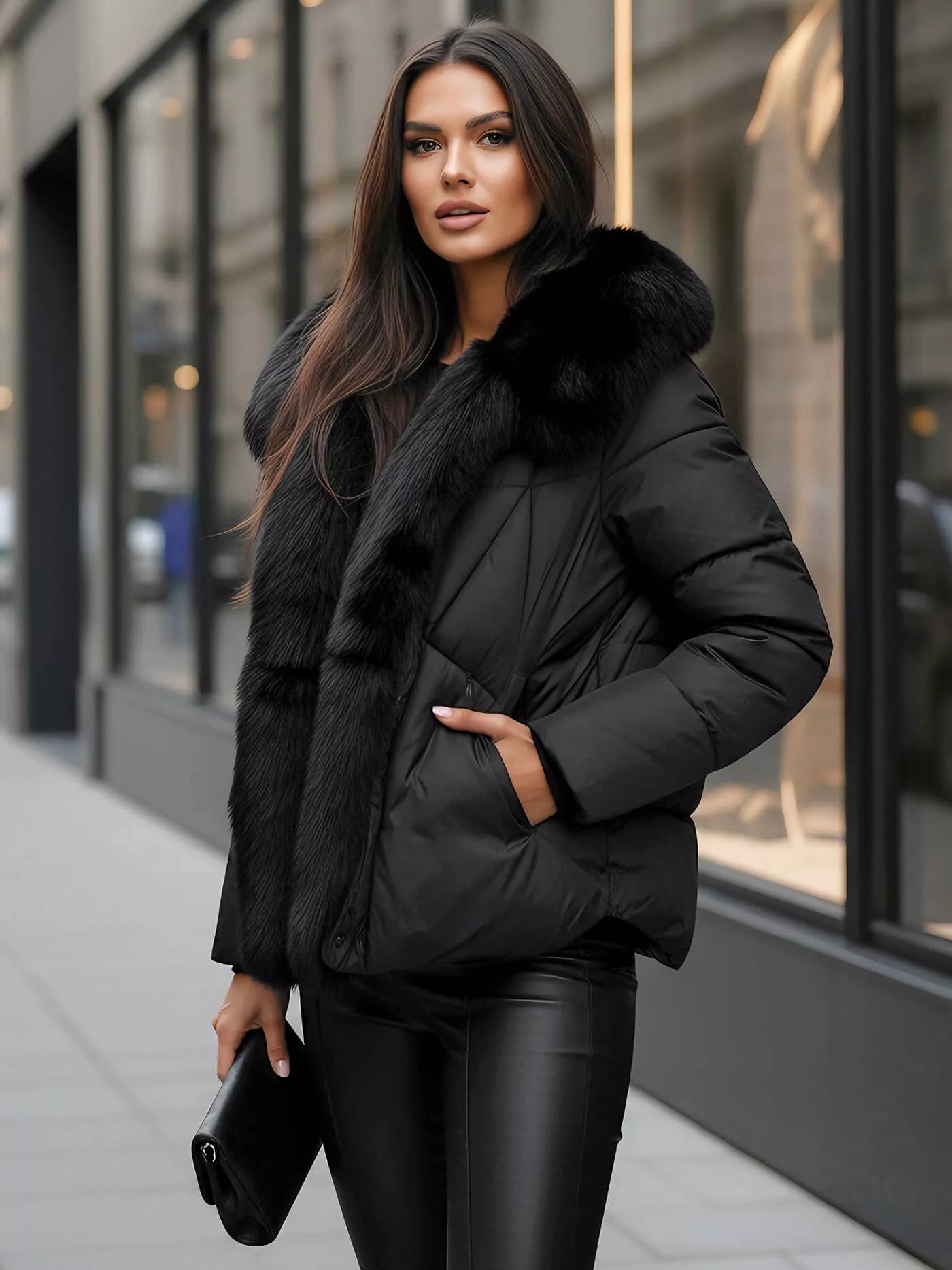 Moteriška juoda žieminė striukė Lota