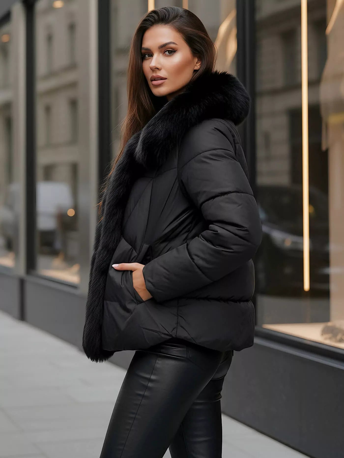 Moteriška juoda žieminė striukė Lota