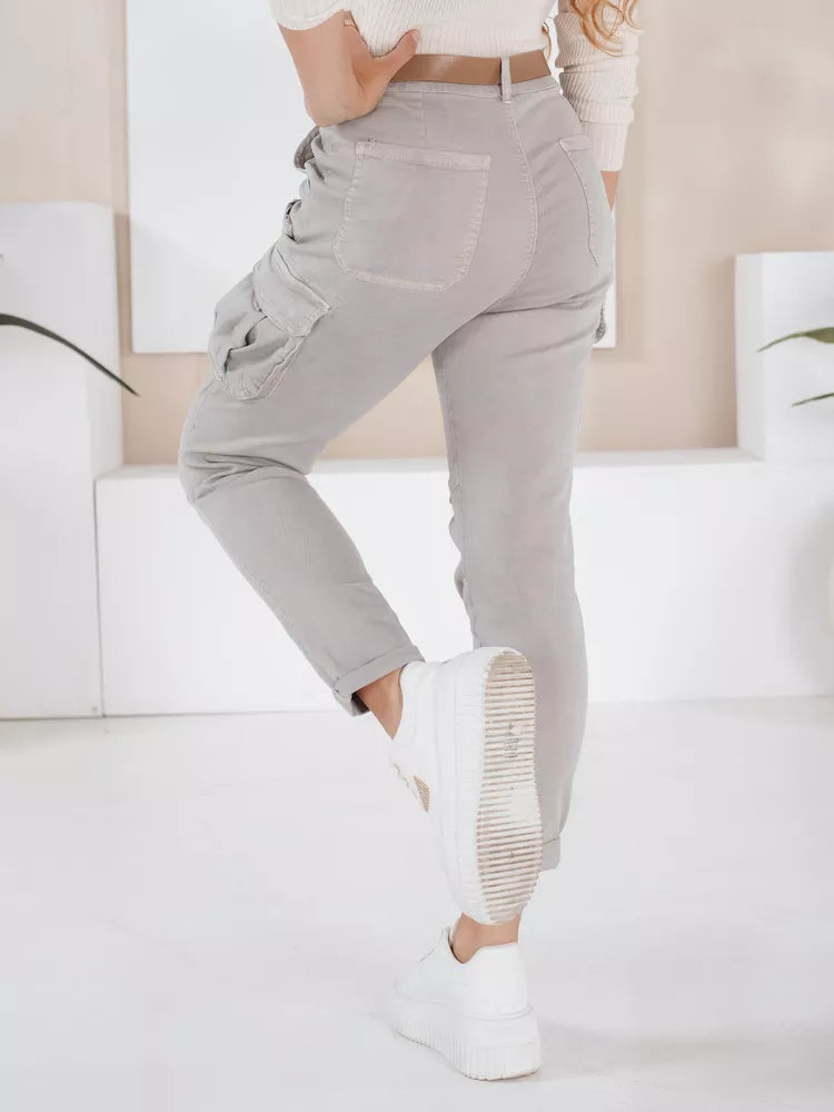 Moteriškos pilkos spalvos kelnės Cargo