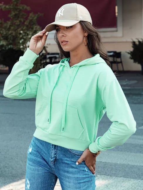 Moteriškas mėtinės spalvos džemperis su gobtuvu Trend