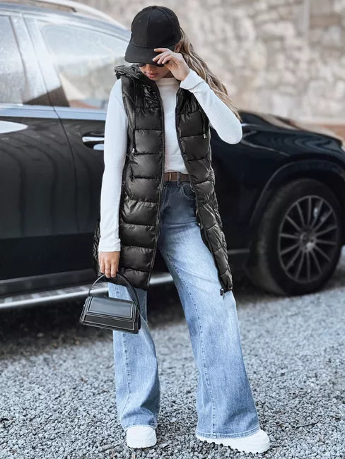 Moteriška juoda dygsniuota liemenė Foxy