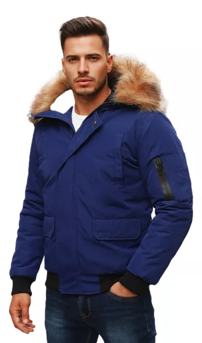 Bomber stiliaus žieminė tamsiai mėlyna vyriška striukė Lemor