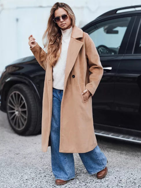 Moteriškas laisvo kirpimo rudas paltas Wild