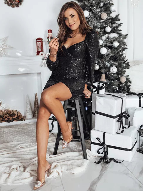 Moteriška blizgi juoda suknelė Elite