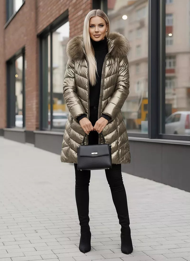 Auksinės spalvos žieminė moteriška striukė Marisa