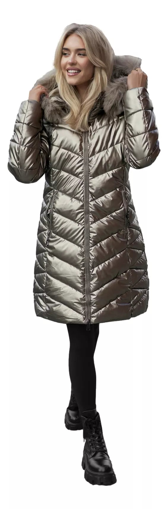 Auksinės spalvos žieminė moteriška striukė Marisa