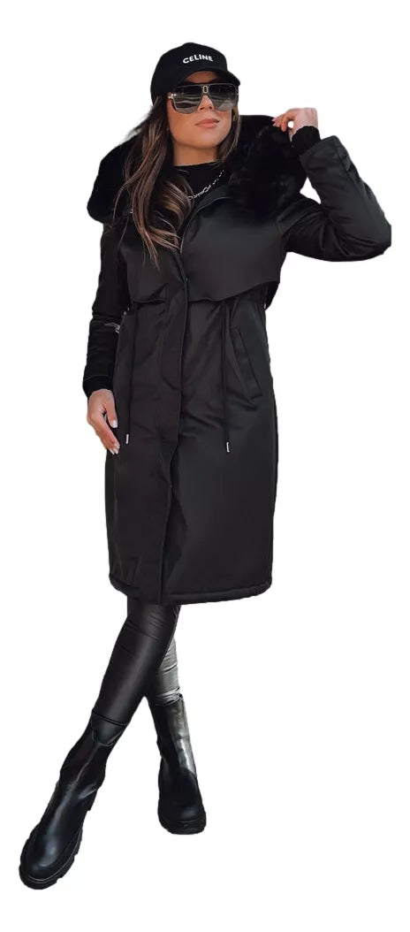 Juoda ilga moteriška striukė Juste