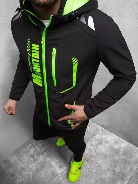 Juoda vyriška striukė su žaliomis detalėmis Ero