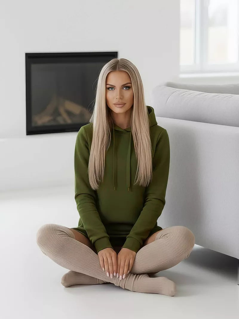 Moteriška chaki suknelė su gobtuvu Margaret