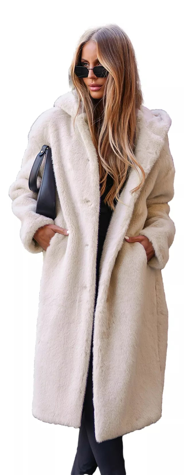 Moteriška ilga rusva žieminė striukė iš dirbtinio kailio Vesta