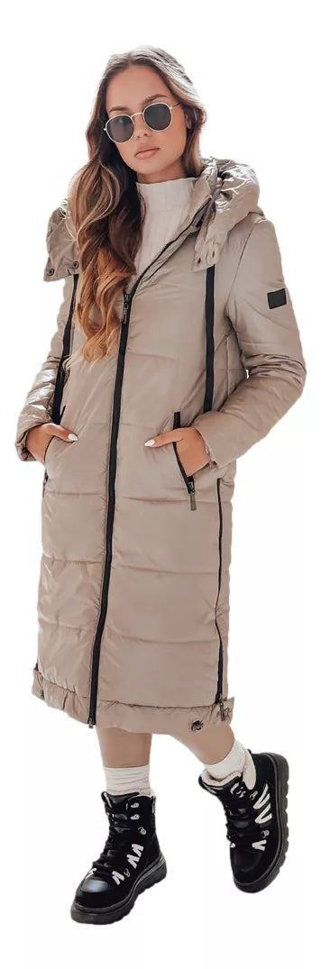 Moteriška ilga rusvos spalvos striukė Orvit