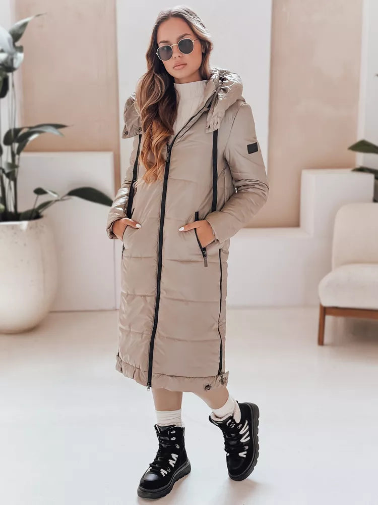 Moteriška ilga rusvos spalvos striukė Orvit