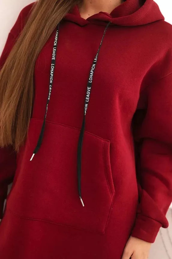 Moteriška pašiltinta bordo suknelė su gobtuvu Leagve