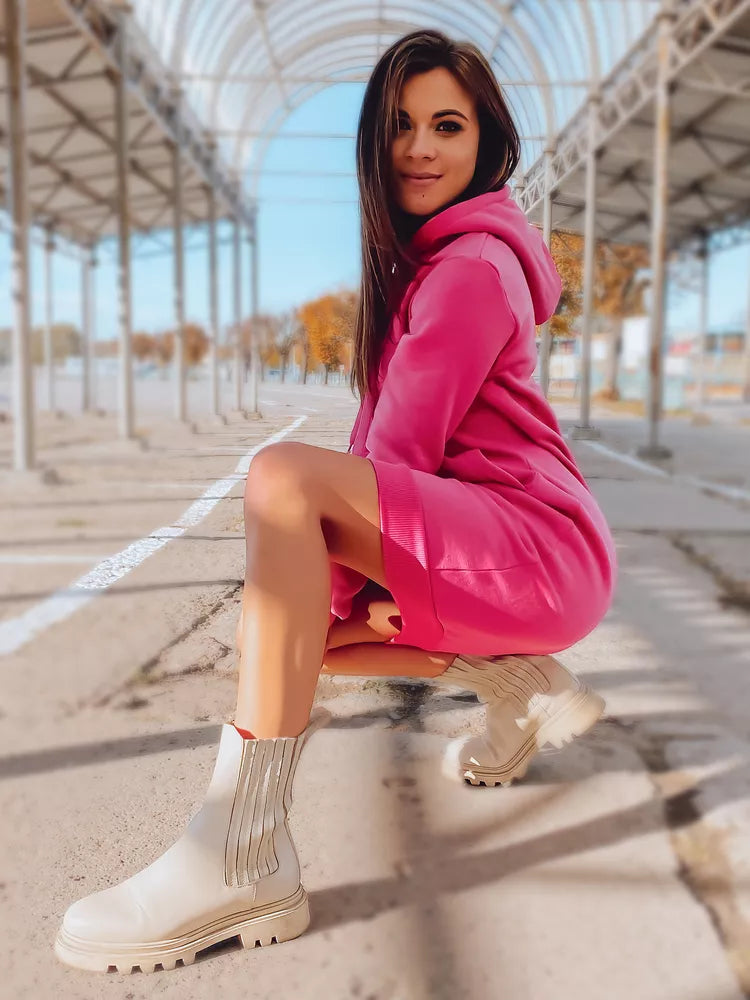 Moteriška rožinė suknelė su gobtuvu Margaret