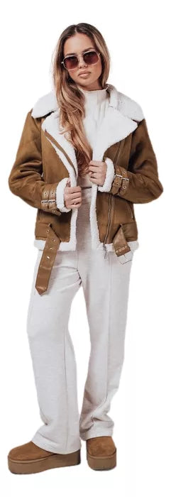 Moteriška ruda striukė su kailiuku Lever