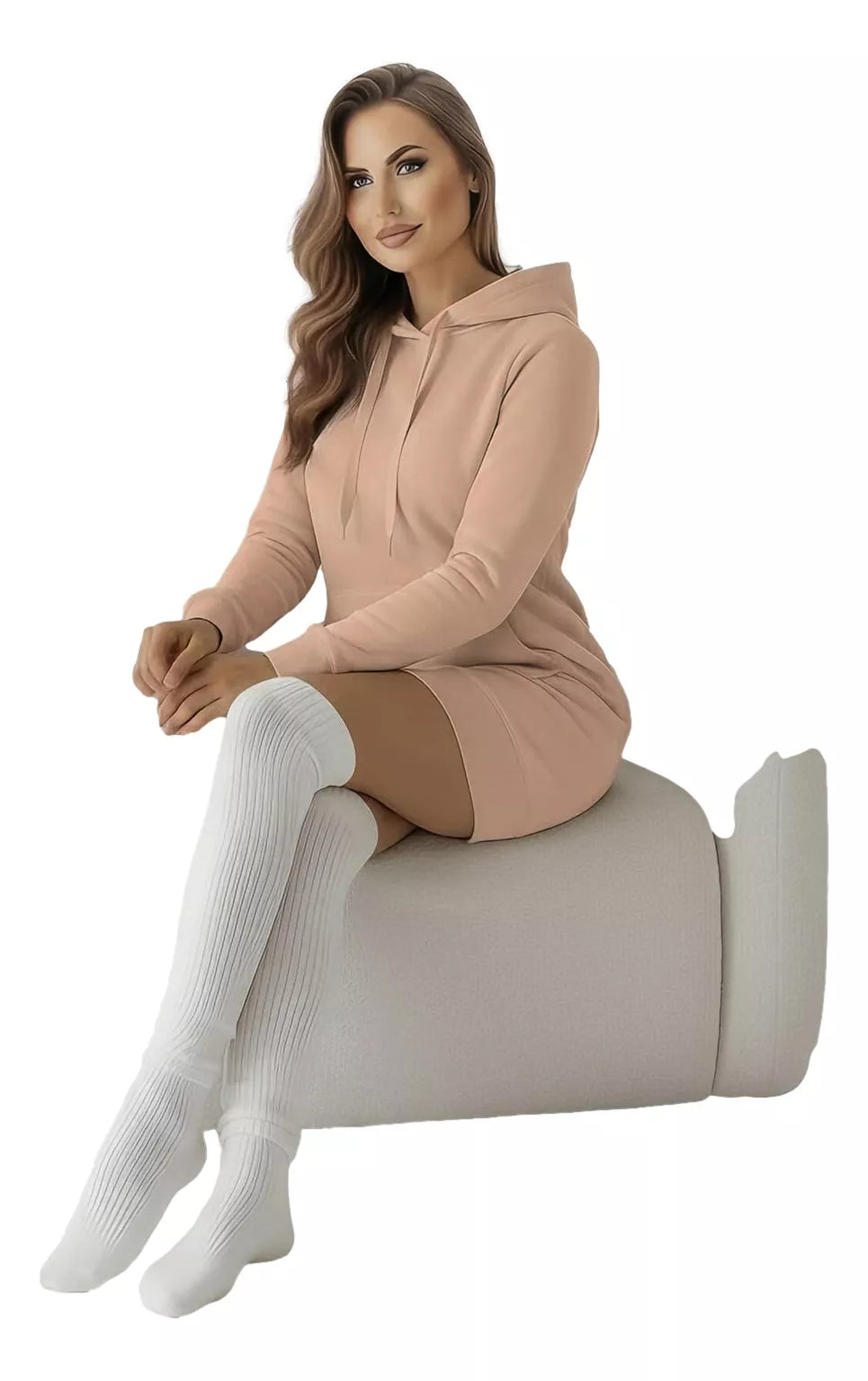 Moteriška ruda suknelė su gobtuvu Megan