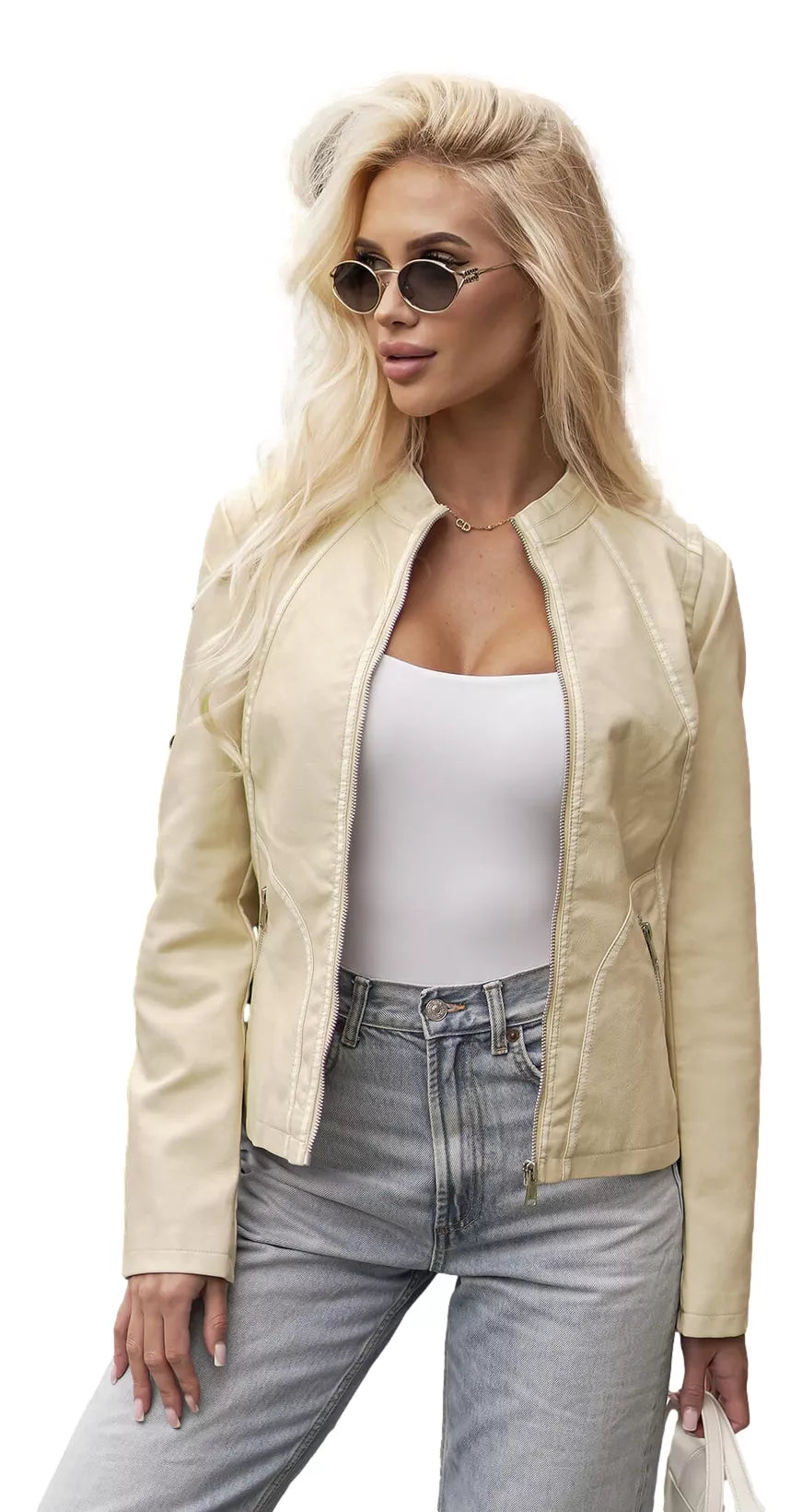 Moteriška rusva odinė striukė Emeli