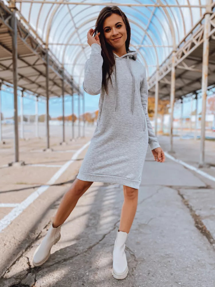 Moteriška šviesiai pilka suknelė su gobtuvu Margaret