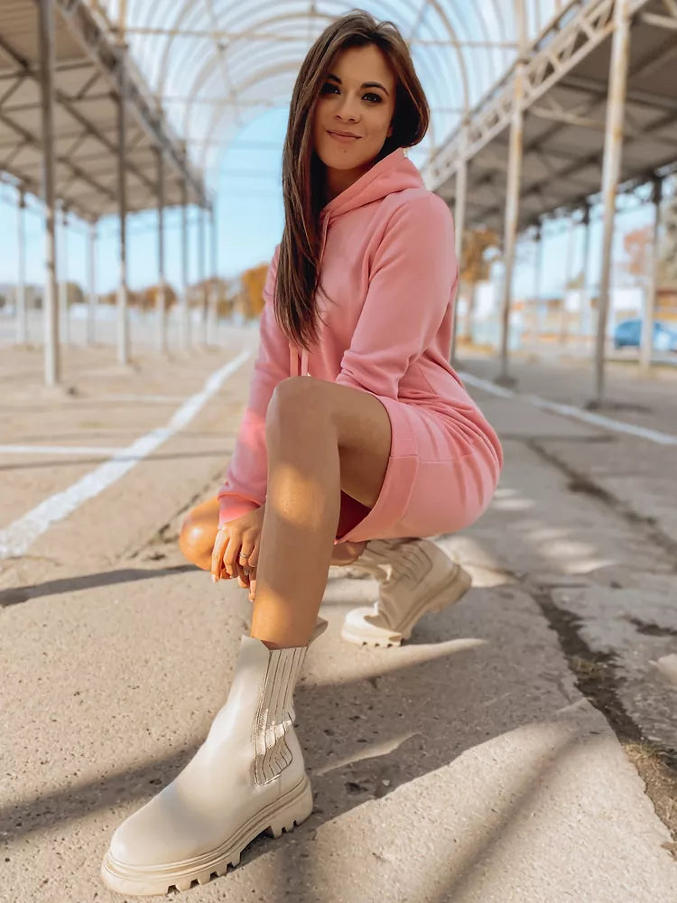 Moteriška šviesiai rožinė suknelė su gobtuvu Margaret