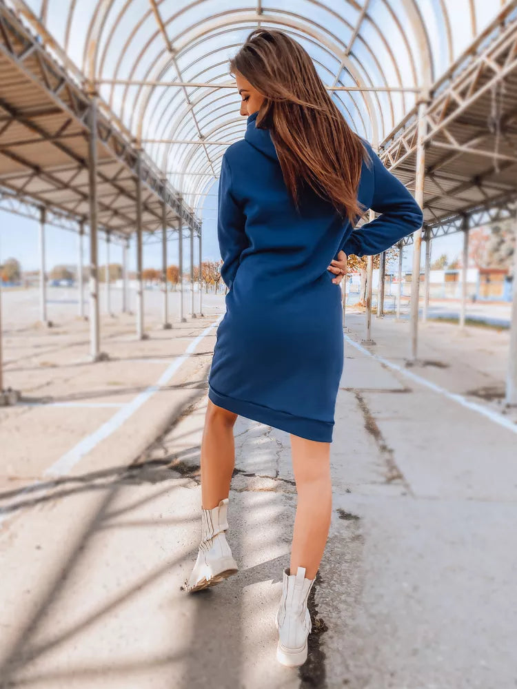 Moteriška tamsiai mėlyna suknelė su gobtuvu Margaret