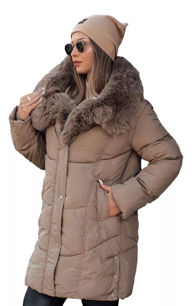 Moteriška žieminė tamsiai rusva striukė Niki