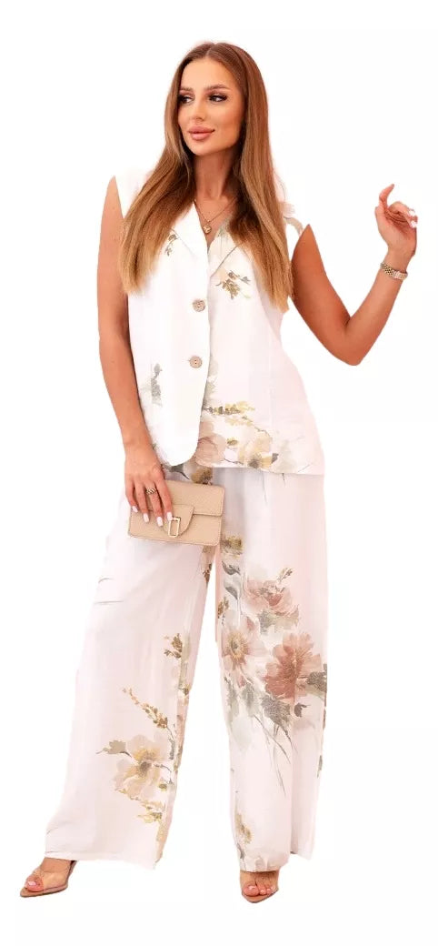 Moteriškas baltas komplektas Flowers