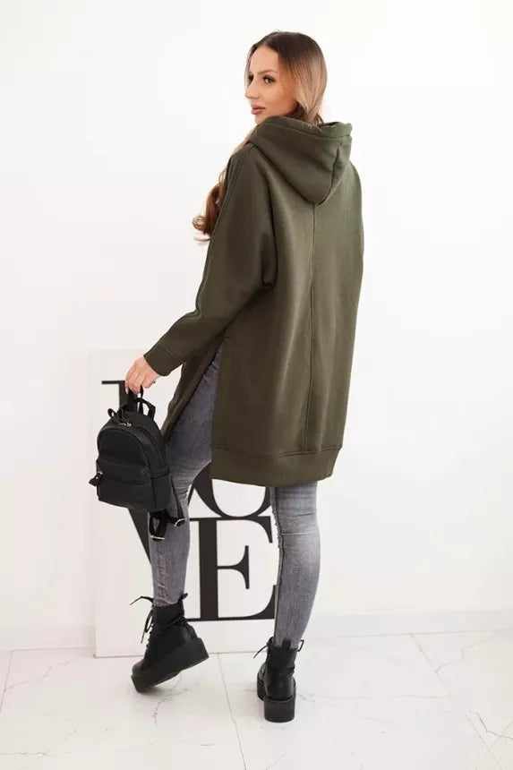 Moteriškas chaki džemperis su gobtuvu Wine