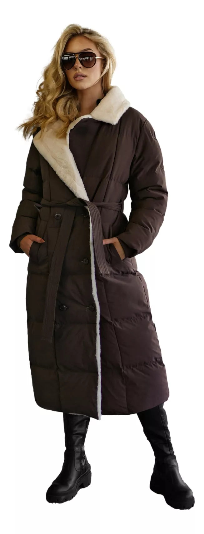 Moteriškas dygsniuotas rudos spalvos striukė Charlot