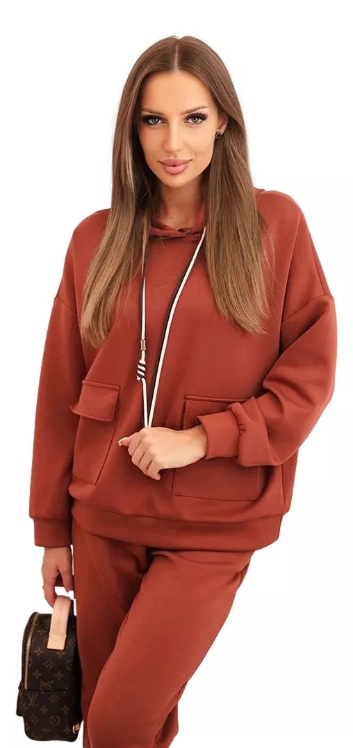 Moteriškas šviesiai rudas laisvalaikio komplektas Nela