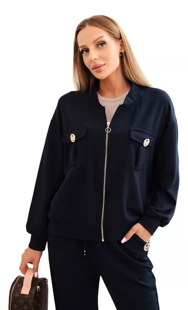 Moteriškas tamsiai mėlynas komplektas Marbel