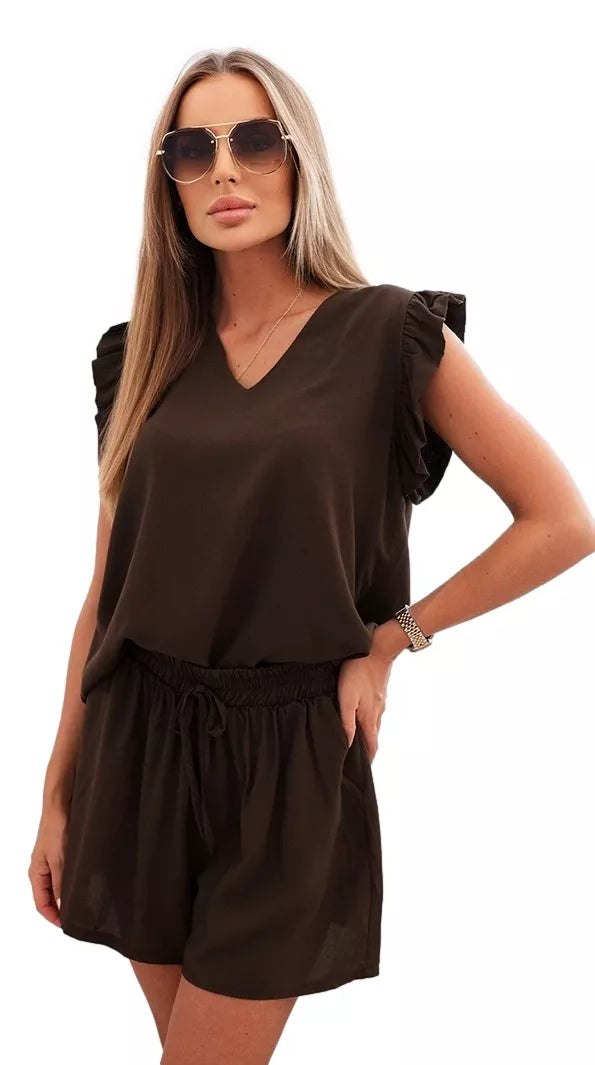 Moteriškas tamsiai rudas komplektas Adelain