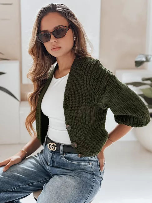 Moteriškas tamsiai žalias megztinis Lorel