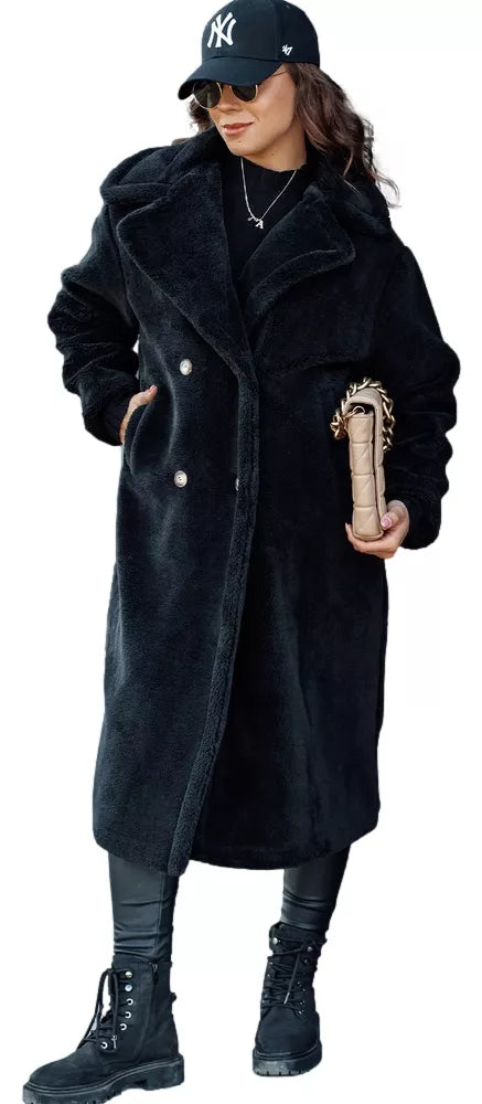 Moteriškas žieminis juodas paltas Luxer