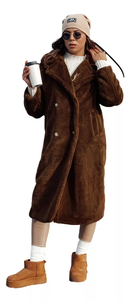 Moteriškas žieminis rudas paltas Luxer