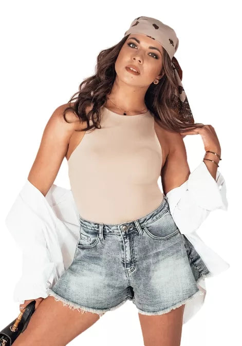 Moteriški mėlyni džinsniai šortai Jeansglow