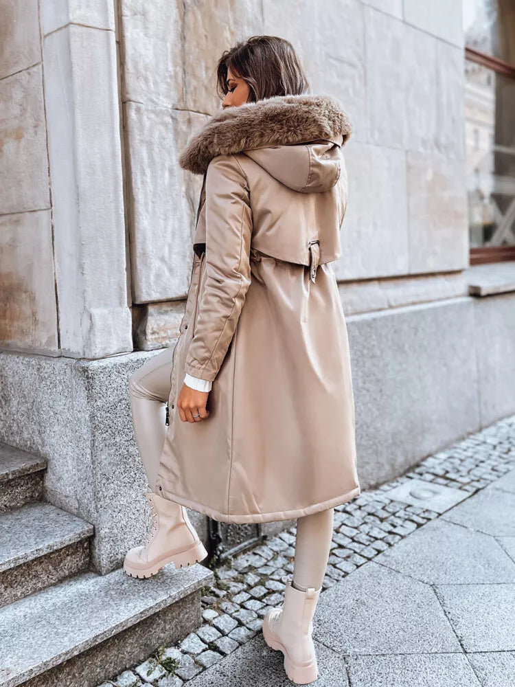 Rusva ilga moteriška striukė Juste