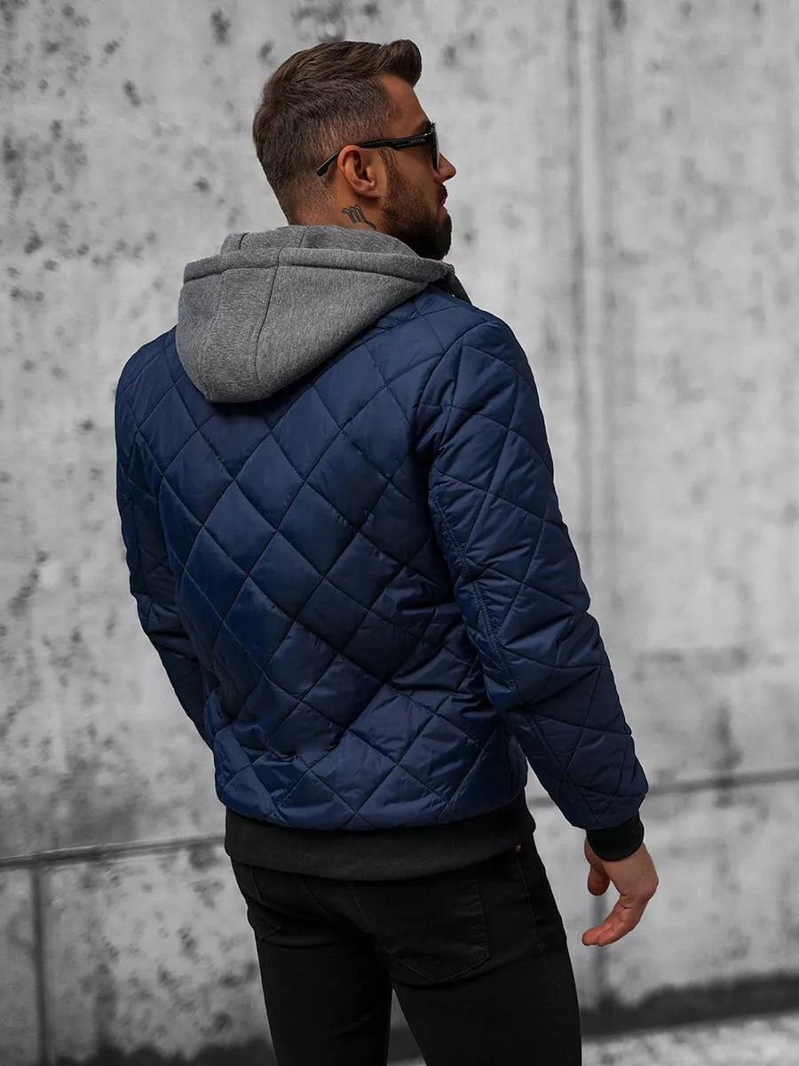 Tamsiai mėlyna vyriška striukė su gobtuvu Lator