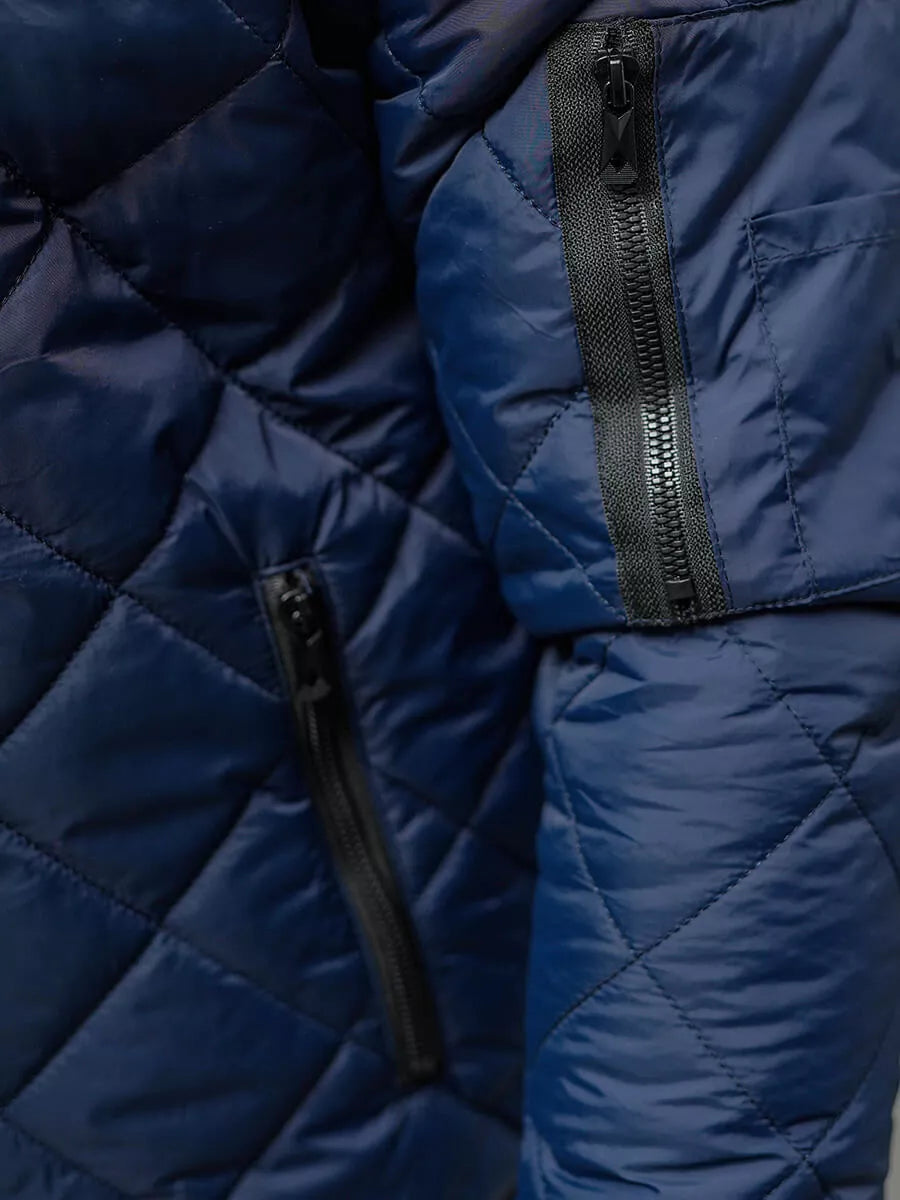 Tamsiai mėlyna vyriška striukė su gobtuvu Lator