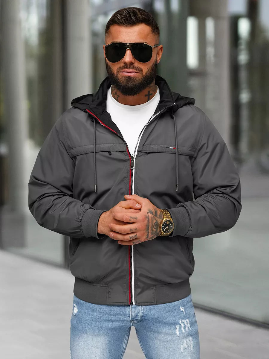 Tamsiai pilka striukė su gobtuvu Kemir