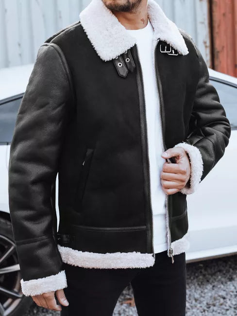 Vyriška juoda odinė striukė Mito