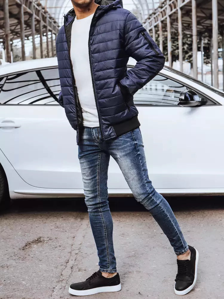 Vyriška pavasarinė - rudeninė striukė tamsiai mėlynos spalvos Nosal