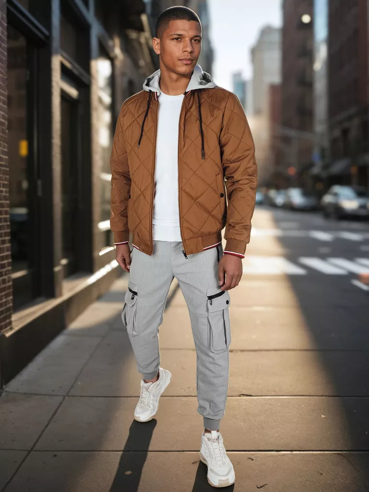 Vyriška rudos spalvos striukė su gobtuvu Stefun