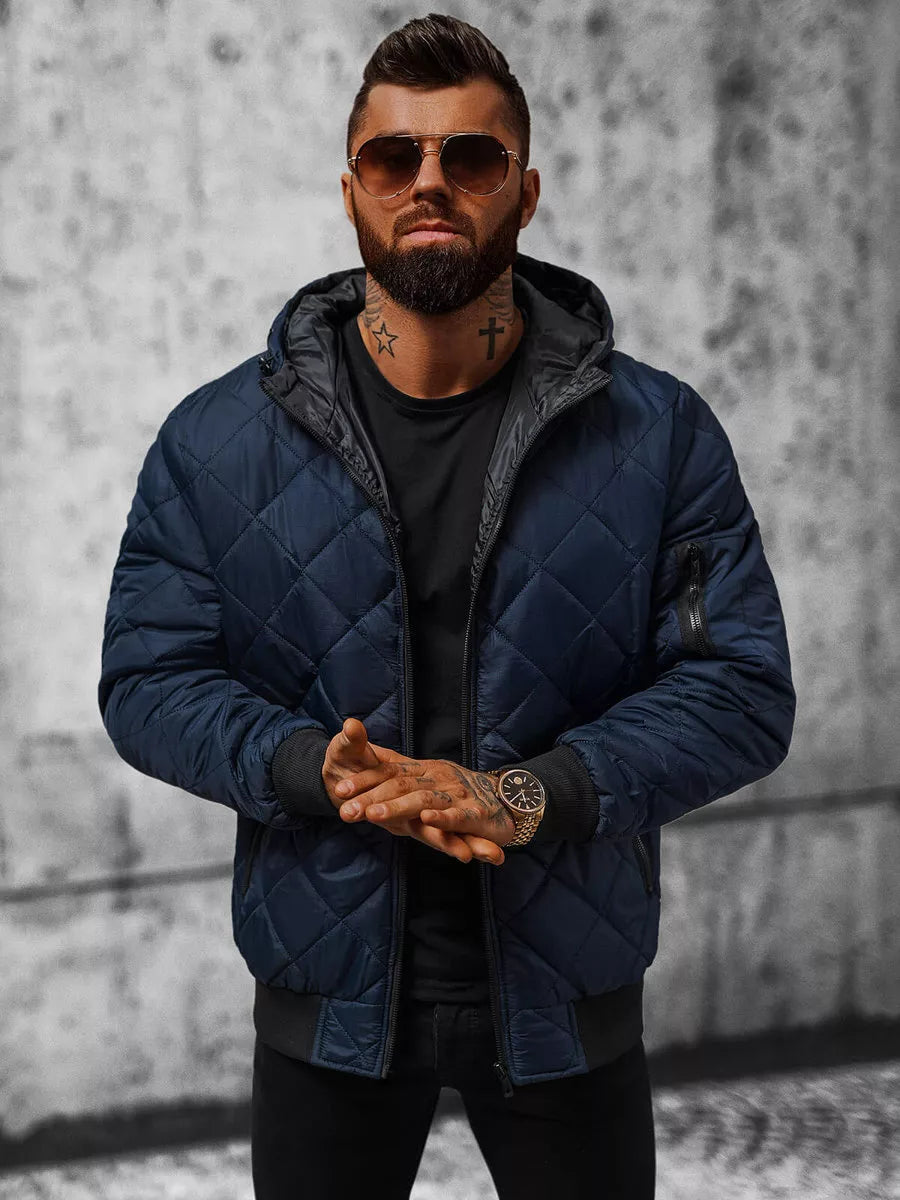 Vyriška tamsiai mėlynos spalvos striukė su gobtuvu Ogmina