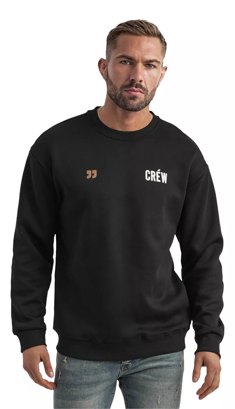 Vyriškas juodas džemperis be gobtuvu Crew