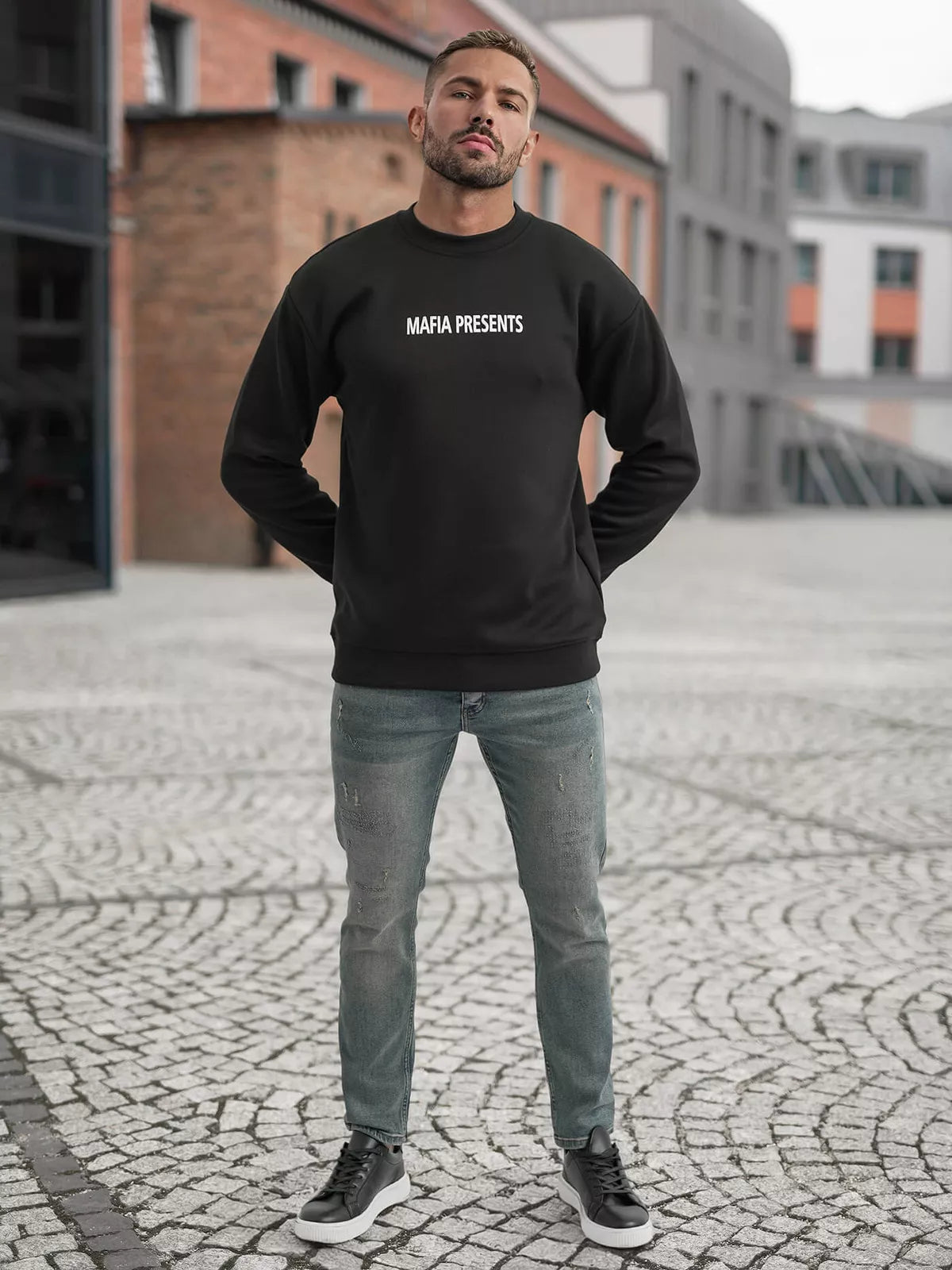 Vyriškas juodas džemperis be gobtuvu Mafia