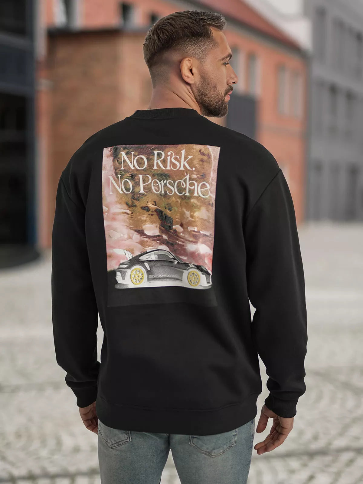 Vyriškas juodas džemperis be gobtuvu Risk