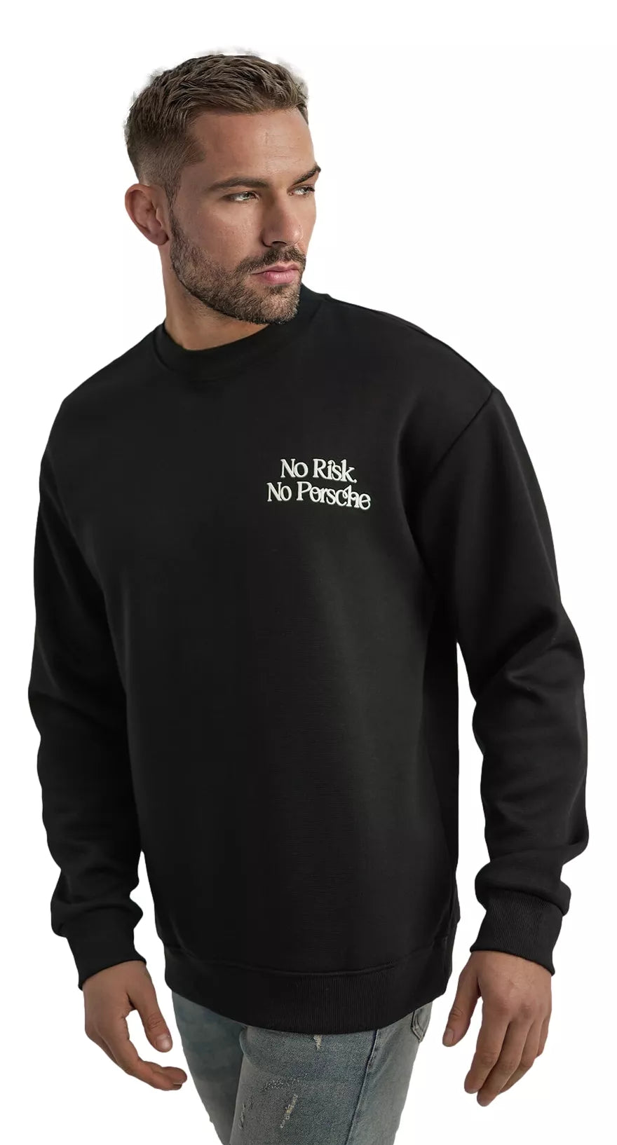 Vyriškas juodas džemperis be gobtuvu Risk